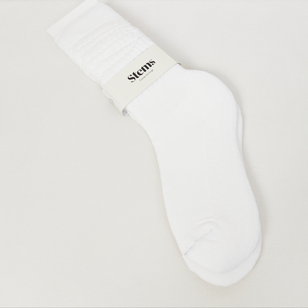 Stems White Scrunch Socks Long Boot Two Pack Slouch Socks Crew Booties